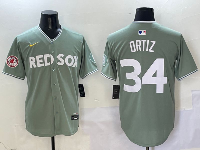 Men Boston Red Sox 34 Ortiz Green Joint Name Game Nike 2025 MLB Jersey style 6